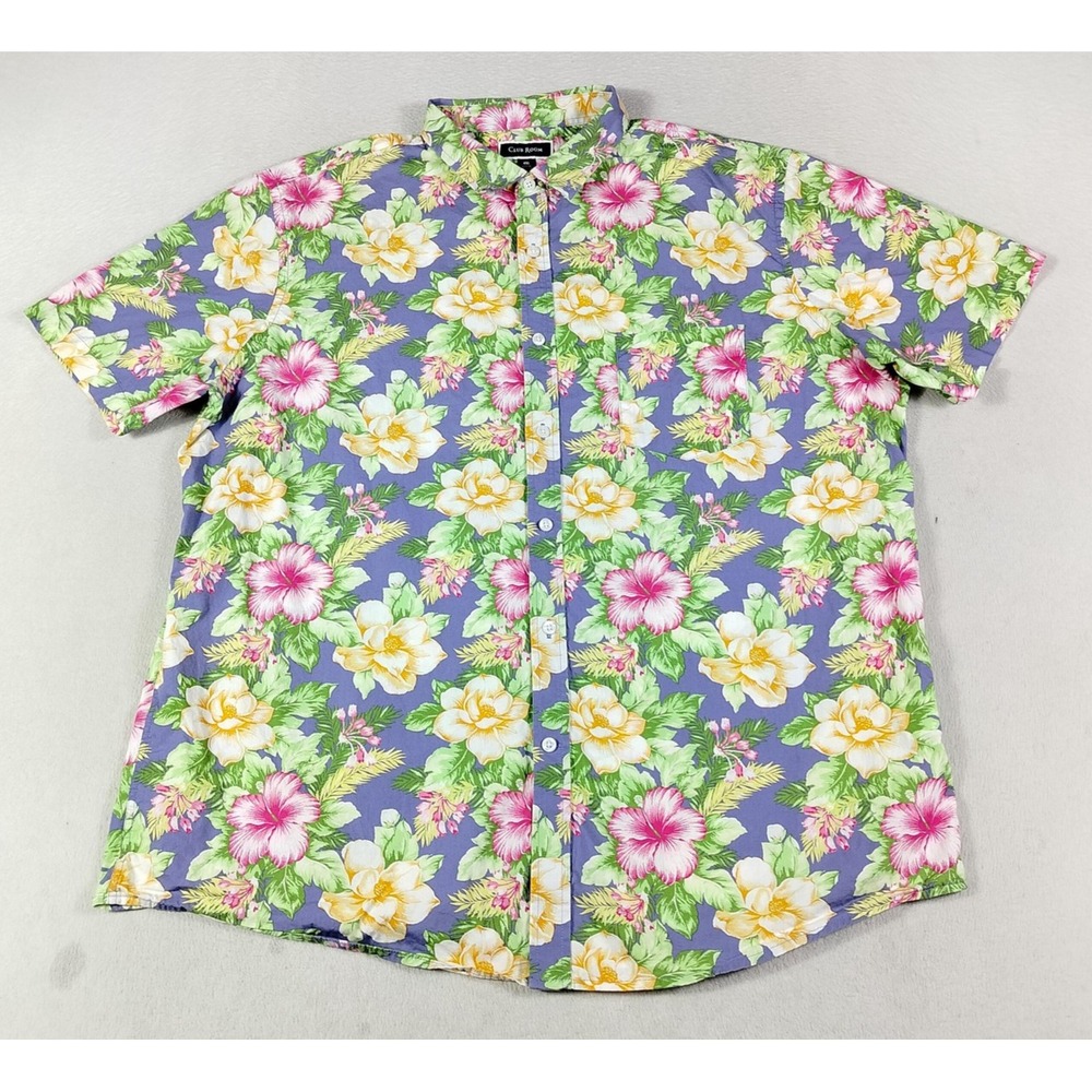 Club Room Shirt Mens 2XL Multicolor Floral Hawaiian Aloha Short Sleeve Beach